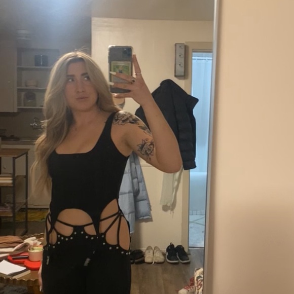 Dolls Kill Black Corset Top with Straps - Picture 1 of 5